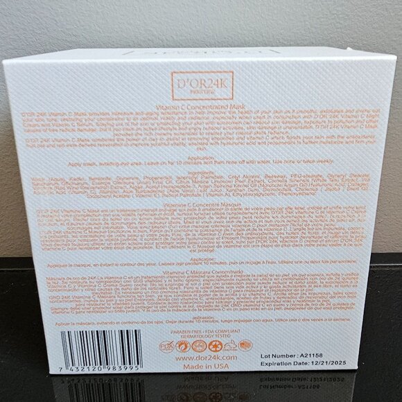 D'OR 24K VITAMIN C CONCENTRATED MASK - 1.7 fl oz \ 50 g - BRAND NEW - SEALED - Picture 8 of 11